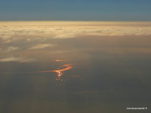 Soleil en reflets sur fleuve - Chine
